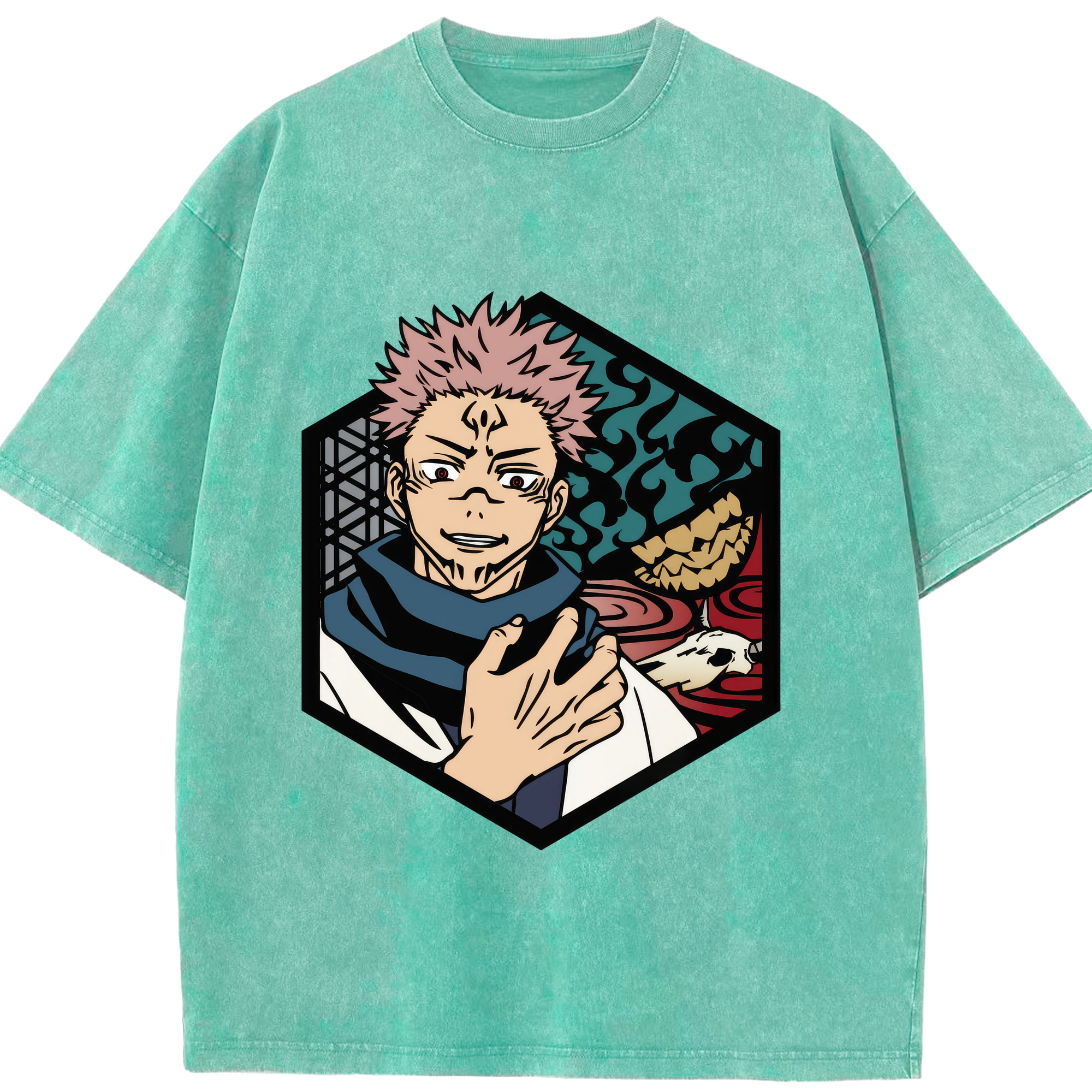 （画像用） 呪術廻戦 Jujutsu Kaisen 綿100% ヴィンテージ風 半袖Tシャツ（フロントプリント）
